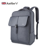安特丽（antler）双肩电脑包15.6英寸女男士背包休闲商务笔记本书包大容量 A703483 灰色