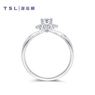 TSL谢瑞麟18K金钻戒女白金群镶钻石戒指求婚订婚戒指环BB022 （约6分, 7颗钻石）10#圈口