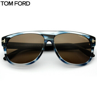 汤姆.福特 TOM FORD 中性款条纹镜框茶色镜片眼镜太阳镜 TF0375-90B 59MM