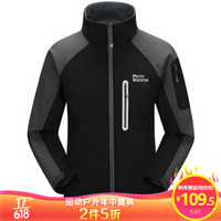 ALPINT MOUNTAIN  户外保暖软壳冲锋衣男款抓绒防风防水冲锋衣 620-001 黑色 S