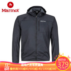 Marmot/土拨鼠春夏新款防风透气男式薄款透气皮肤衣 曜石黑 L 欧码偏大 *3件