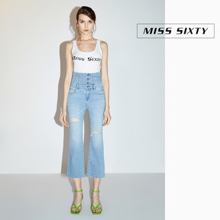 Miss Sixty 高腰破洞喇叭裤子牛仔裤女602JJ2750000