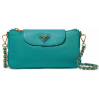 普拉达 PRADA Textured leather-trimmed 女士单肩包