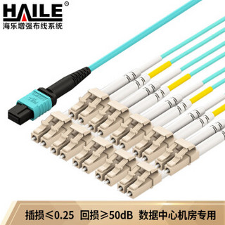 海乐（Haile）多模万兆MPO-LC24芯OM3光纤跳线 100G转10对LC MPO分支光纤跳纤 3米 MPO-MT24-LC-3M