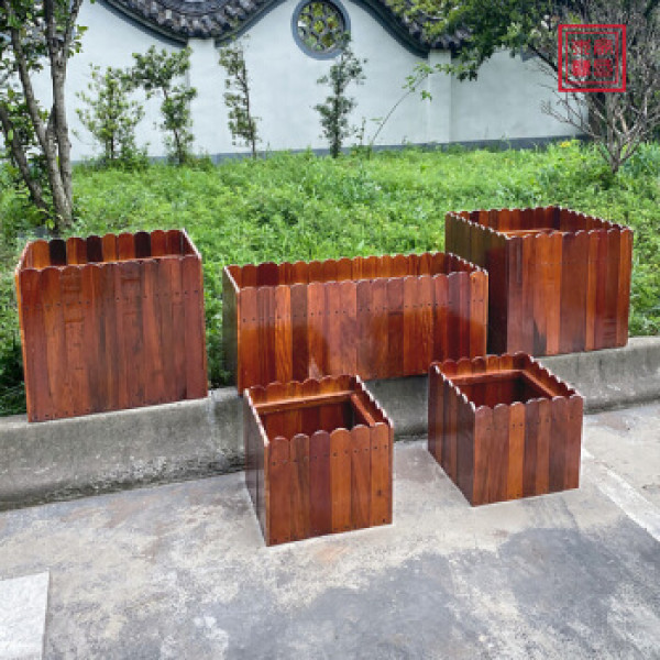 商品欣竹 长方形实木花盆 防腐木花箱 户外阳台种菜盆花槽菠萝格 长宽