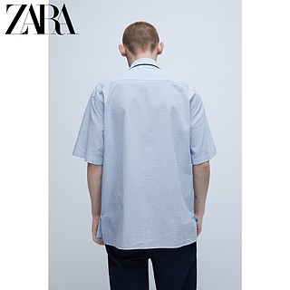 ZARA 新款 男装 条纹泡泡纱短袖衬衫 04323415403