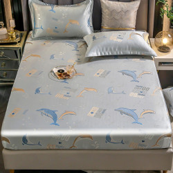 佘舍可水洗彩线提花凉席三件套床笠款150200cm