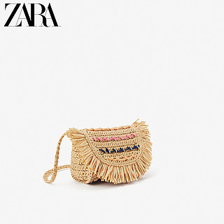 ZARA 新款 童包女童 春夏新品 酒椰草纤维斜背包 11116530002