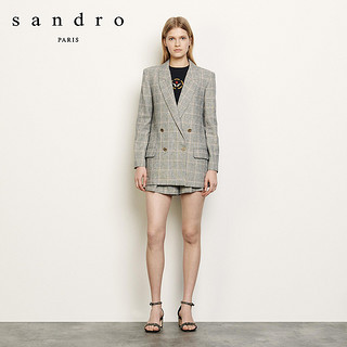 sandro2020春夏新款女装英伦风格纹西装外套SFPVE00356