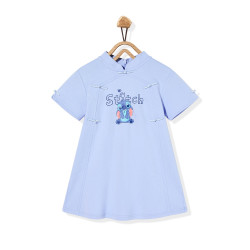 Mini Peace 太平鸟童装 女童蓝色中国风连衣裙