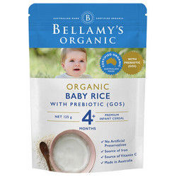 贝拉米 Bellamy’s 婴幼儿辅食 宝宝有机米粉 4月以上 125g/袋 澳洲进口 富含益生元 *27件