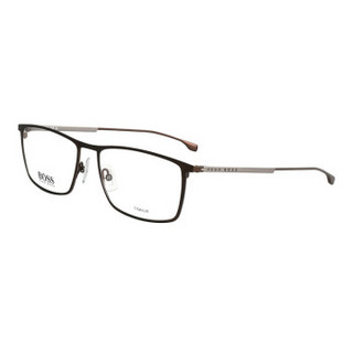 HUGO BOSS 雨果博斯 男款黑色镜框银色镜腿金属全框光学眼镜架眼镜框 0976 4IN 57MM