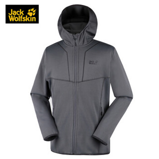 JackWolfskin/狼爪男装秋冬款运动服户外徒步登山软壳夹克防风连帽外套1707311 1707311-6116/铁灰色 M 175/96A