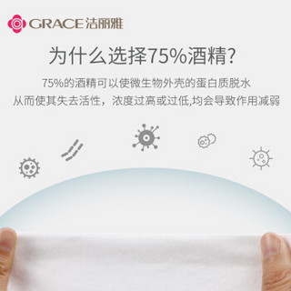 洁丽雅（Grace） 酒精湿巾纸消毒棉片消毒湿巾75% 一次性消毒洗脸清洁湿巾学生开学必备家用便携式10片*6包