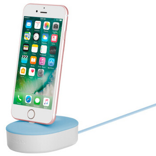 摩米士（MOMAX）苹果8/7手机充电座MFI认证数据线座充手机支架创意充电器 蓝色