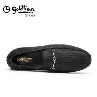 金利来（goldlion）男鞋商务休闲鞋时尚舒适透气套脚皮鞋J599B118801A-黑色-37码