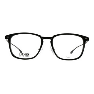 HUGO BOSS 雨果博斯 中性款黑色镜框锖色镜腿板材全框光学眼镜架眼镜框 0975 807 53MM