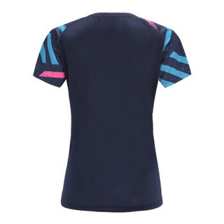 尤尼克斯Yonex羽毛球服 夏季吸湿速干休闲运动女款短袖T恤210050BCR藏青M码