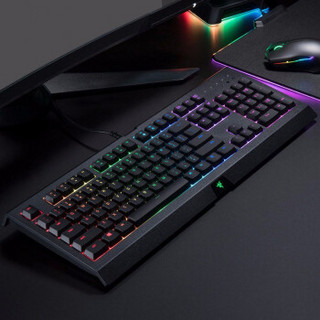 雷蛇（Razer）萨诺狼蛛游戏键盘 办公键盘 有线灯效键盘 薄膜104键经典黑色 RGB幻彩版 薄膜游戏版