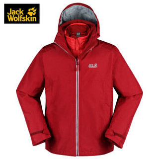 Jack Wolfskin/狼爪男士秋冬新品户外防风防雨透气夹棉内胆三合一冲锋衣1110951 1110951-2049/红褐色 S  170/92A