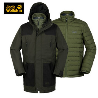 JS Jack Wolfskin/狼爪男士冬季户外防风保暖羽绒内胆三合一冲锋衣5118511 DF 5118511-5043/松木棕 L 180/100A