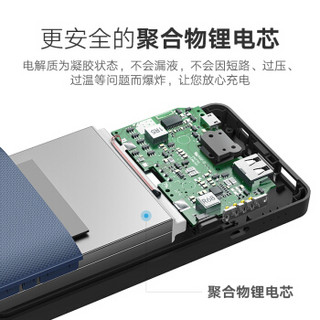 绿联 苹果充电宝10000毫安移动电源自带线MFi认证大容量适用iPhone11PRO/X/Xr手机 爵士蓝