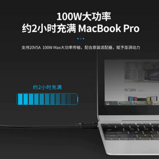 奥睿科（ORICO）公对公数据线 USB3.1快充充电线双头USB-C转接头线 支持苹果Mac华为 黑色线长1米 【5A电流 升级款】