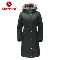 marmot/土拨鼠户外防水700蓬抓绒内里中长款女羽绒服 深杉绿4741 L 欧码偏大