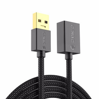 奥睿科（ORICO） USB2.0/3.0数据线延长线公对母 数据连接线转换线 USB2.0【编织网款】黑色 线长1米
