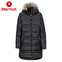 Marmot/土拨鼠秋冬新款户外拒水防风700蓬鸭绒女童中长款羽绒服派克大衣 曜石黑001 150-XL