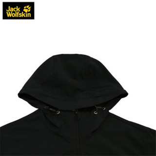 Jack Wolfskin/狼爪软壳衣男装19秋冬新品户外不易沾水防风透气连帽夹克外套5319051 5319051-6000/黑色/欧码 M