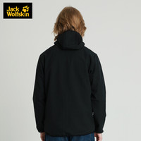 Jack Wolfskin/狼爪男装春季新款户外防风休闲连帽软壳夹克外套50181 5019181-6000/黑色 M 180/100A