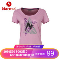 土拨鼠（Marmot） 户外防紫外线速干吸湿排汗女圆领T恤 淡紫色6984 L（欧码偏大）