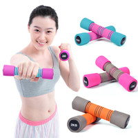 艾美仕（AiMeiShi） 彩色精钢制哑铃女士跳操2kg3kg4kg儿童锻炼专用健身器材 紫罗兰配冰蓝 3KG一副(1.5KG*2)