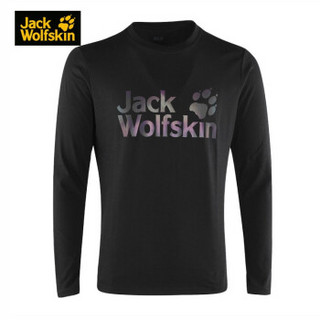 Jack Wolfskin/狼爪男装秋新款户外休闲长袖t恤圆领卫衣5818631 5818631-6000/黑色 S