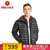 marmot/土拨鼠2019户外运动秋冬男式拒水轻薄外套700蓬羽绒服 曜石黑001 M 欧码偏大