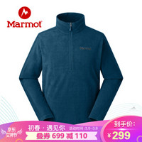 Marmot/土拨鼠2020鼠年春夏新款户外保暖弹力情侣套头上衣抓绒衣夹克 普蓝200 S 欧码偏大