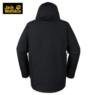 Jack Wolfskin/狼爪男装 秋冬新品户外连帽防风保暖夹棉三合一冲锋衣1110661 1110661-6000/黑色 S 170/92A