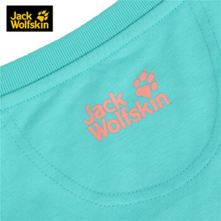 JackWolfskin 狼爪女款 夏季款户外休闲字母图形圆领T恤C500069 C500069-1820/亚码夏威夷蓝 S