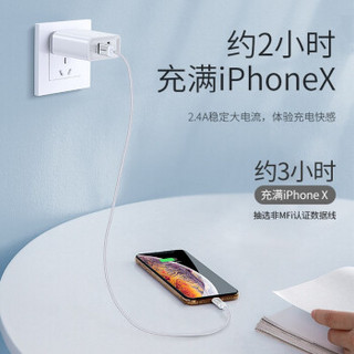 绿联苹果数据线MFi认证快充线PD充电线通用iPhoneSE2/9/11/XR/Xs手机iPad平板 苹果手机平板通用 太空银（USB线） 2米