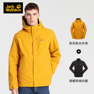 Jack Wolfskin/狼爪男装秋冬户外防水保暖抓绒内胆三合一冲锋衣5012772 5012772-3015/秋叶黄 S 175/96A