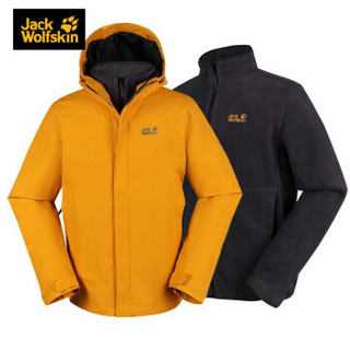 Jack Wolfskin/狼爪男装秋冬户外防水保暖抓绒内胆三合一冲锋衣5012772 5012772-3015/秋叶黄 S 175/96A