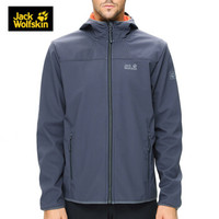 狼爪 男装秋冬新款户外休闲防风防溅水内里加绒软壳外套1304001 1304001-6231/乌木黑/欧码 S