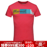 土拨鼠（Marmot） 春夏户外男款轻薄透气棉质圆领短袖T恤 F59600 红石南8554 L（欧码偏大）