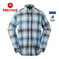 Marmot/土拨鼠2019秋冬新款休闲男式速干吸汗防晒格子长袖衬衫 摩洛哥蓝3772 L 欧码偏大