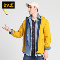 Jack Wolfskin狼爪男装冬季新款户外防风防泼水休闲保暖加绒连帽软壳夹克1304001 1304001-3015/秋叶黄 L/180/108A