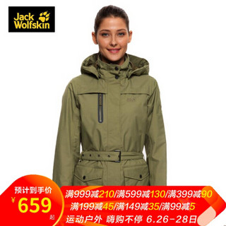 Jack Wolfskin/狼爪女装  春秋新款户外都市休闲防风防水透气连帽冲锋衣外套1108741 1108741-4288/卡其绿 S 165/88A