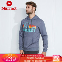 marmot/土拨鼠户外柔软舒适抓绒可调节风帽套头卫衣 灰绿色8497 S 欧码偏大