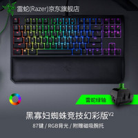 雷蛇（Razer）黑寡妇蜘蛛 机械键盘 绿轴 有线键盘 游戏键盘 电竞吃鸡键盘 幻彩竞技版V2（含腕托）