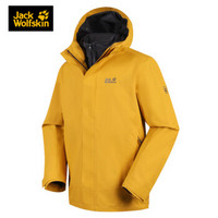 JS Jack Wolfskin/狼爪男装19秋冬新品户外抓绒/软壳三合一冲锋衣5119351 DF 5119291-3015/秋叶黄/抓绒 S  175/96A